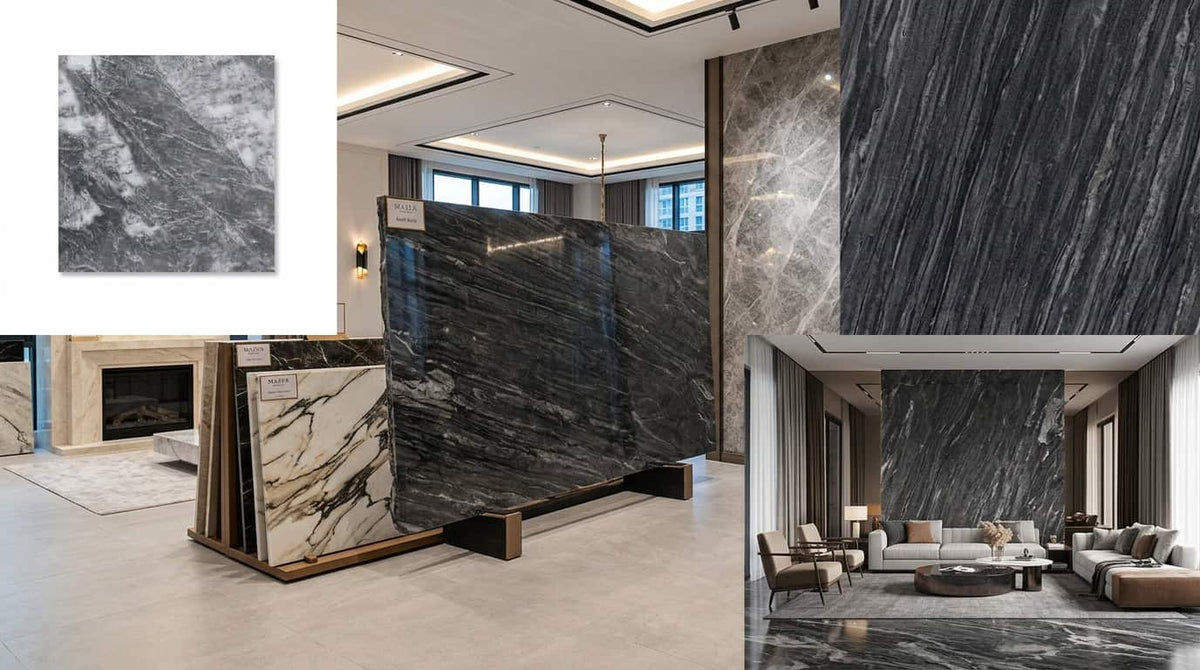 Badal Dark marble look wall and floor tile by Hania Ecom