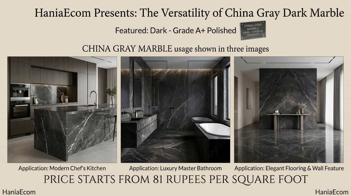 China Gray Dark marble tile 12x24 inch rich dark gray marble look wall and floor tile by Hania Ecom