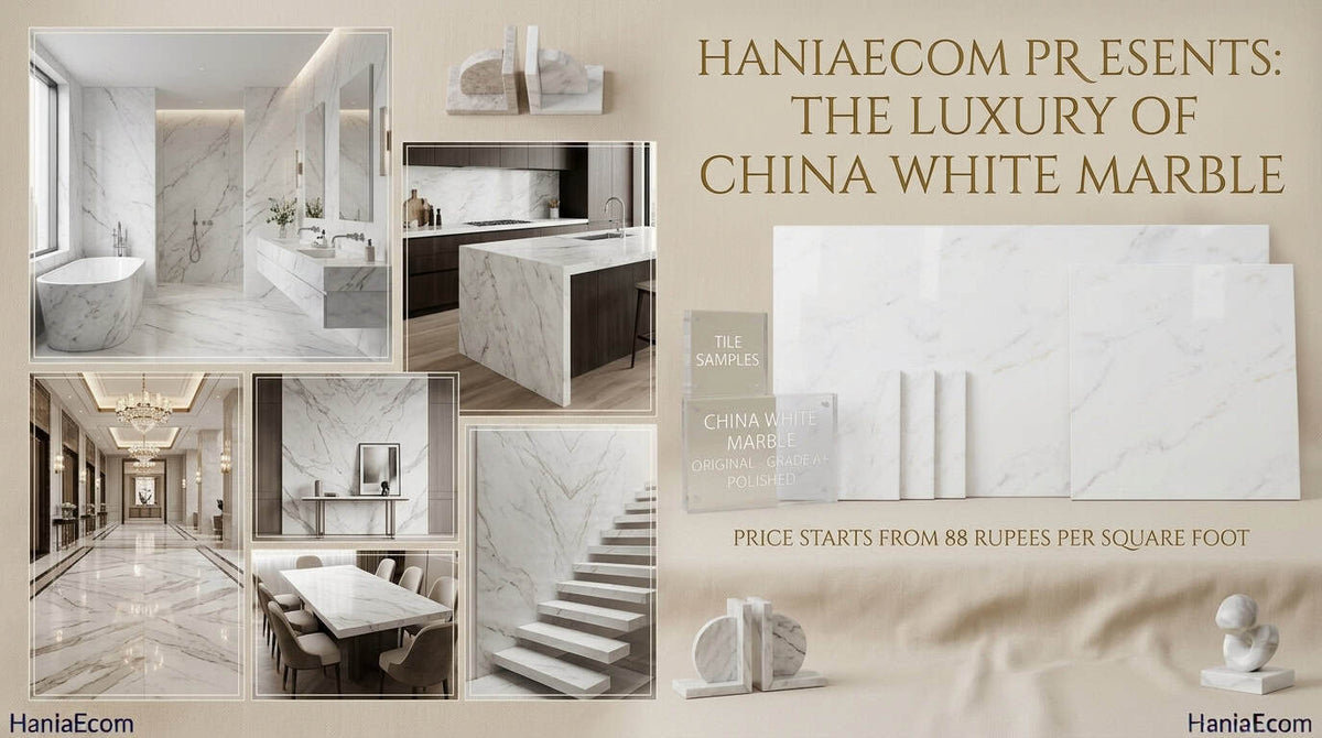 China White marble tile 12x24 inch clean white marble look wall and floor tile by Hania Ecom
