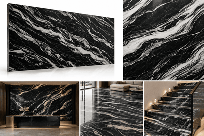 Zebra Dark marble  bold zebra-pattern marble wall and floor tile by Hania Ecom