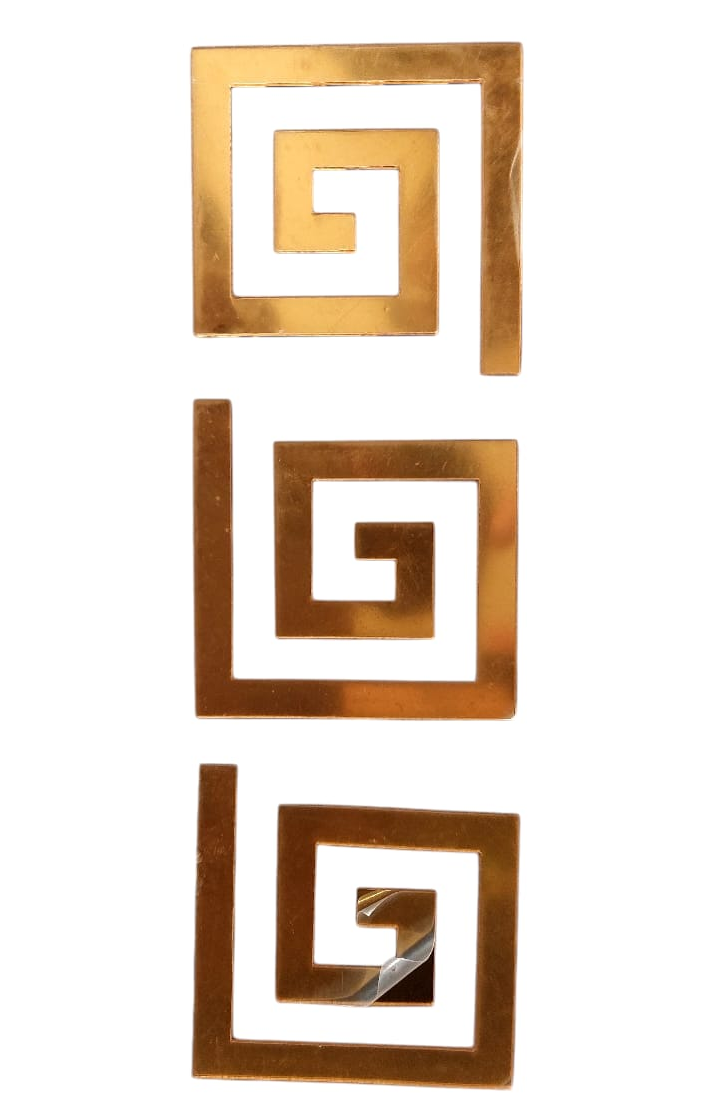 Set of three square design patti shape D-3 pieces on a white background.