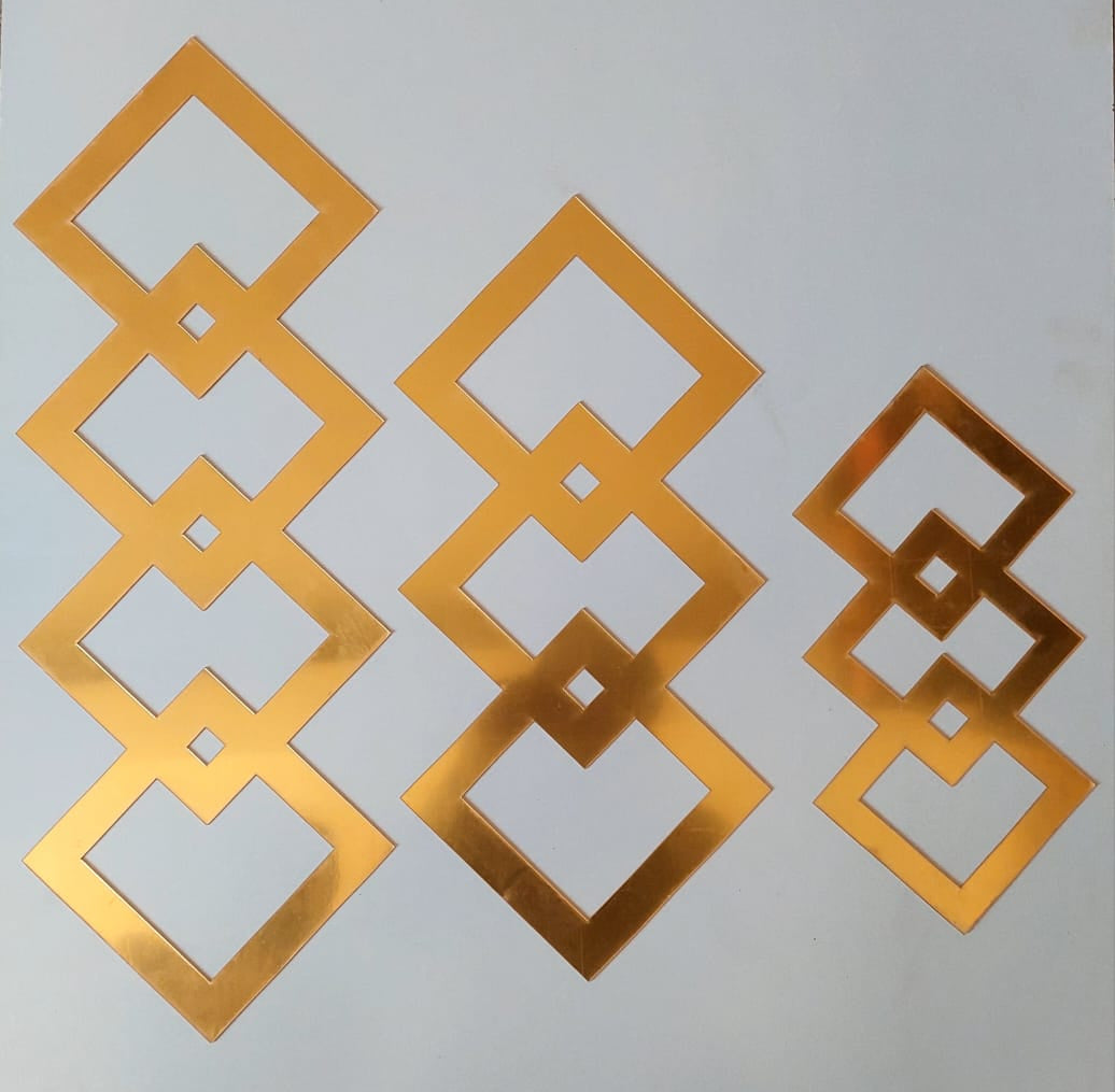 Square shape acrylic design in three sizes