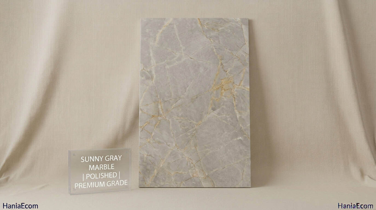 Sunny Gray marble tiles 12x24 inch warm gray marble finish with natural veining for floors and walls Pakistan